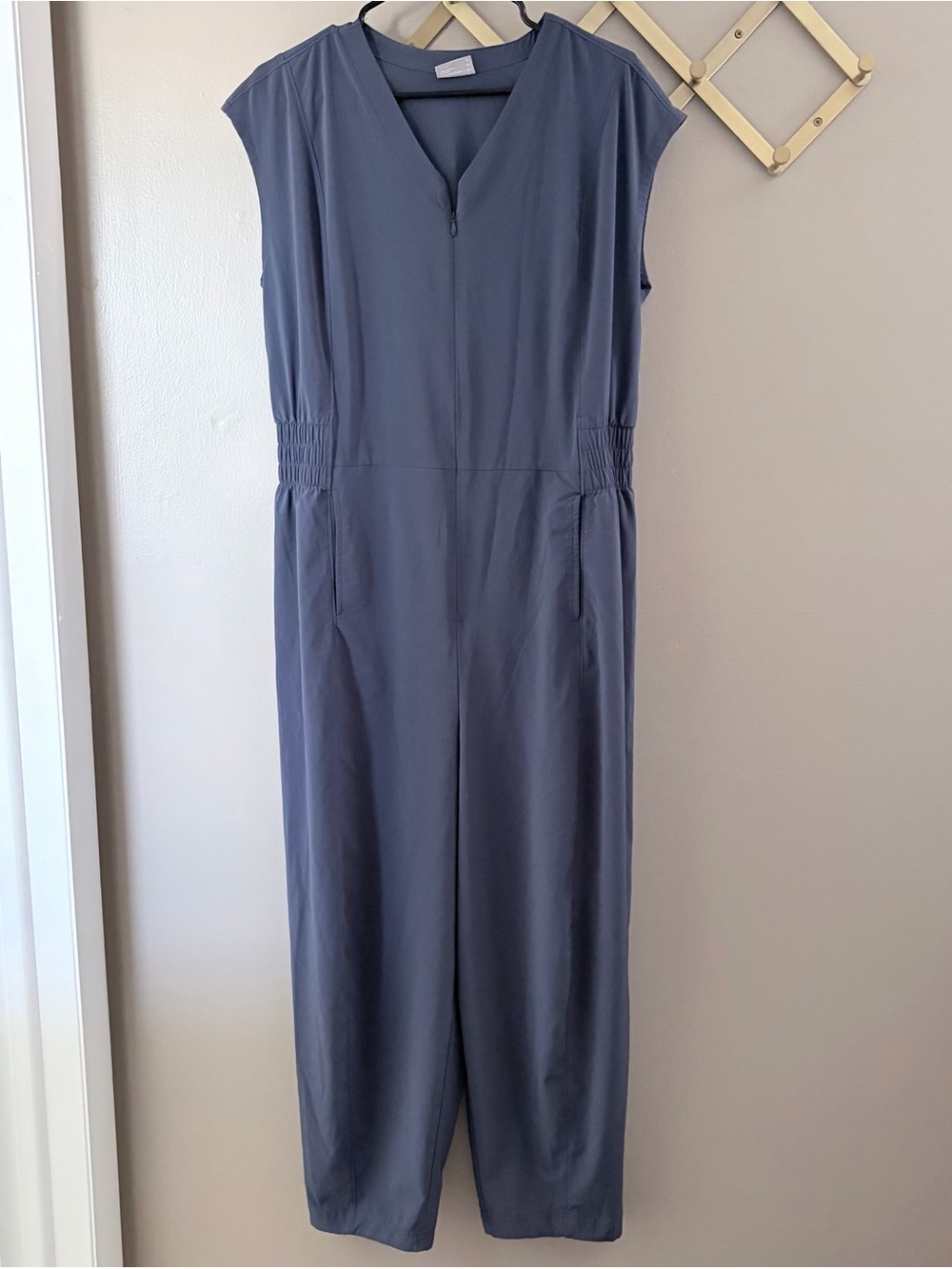 Columbia Womens XL Blue Zip V-Neck Elastic Waist Jumpsuit Romper